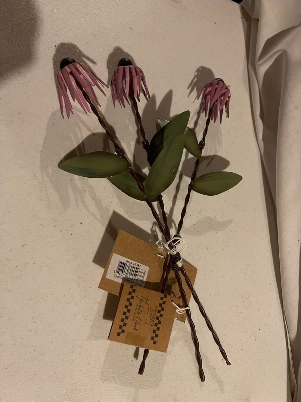 Metal Pink Faux Coneflower Stems